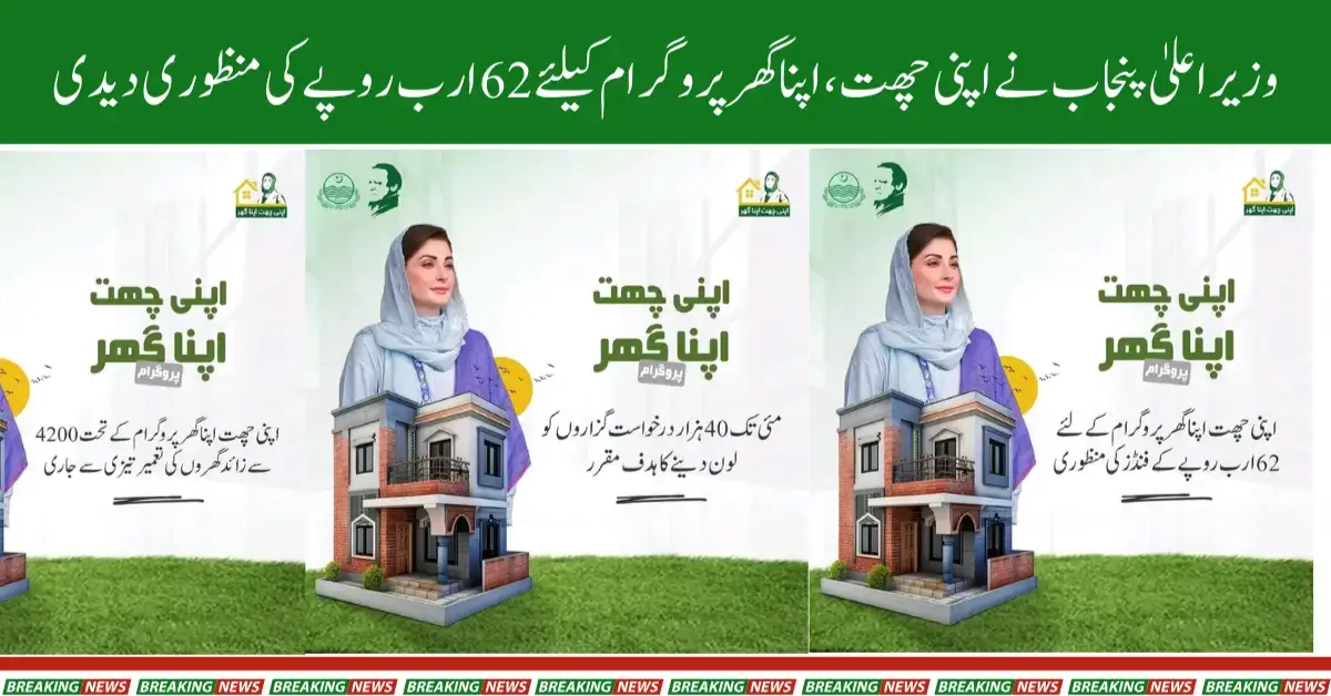 Chief Minister Allocates Rs. 62B for CM Apni Chhat Apna Ghar Housing Initiative in Punjab