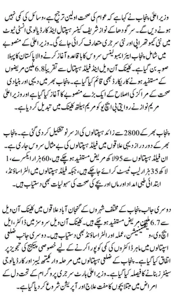 Golden End of the Whole Year CM Maryam Nawaz Health Projects Set New Records