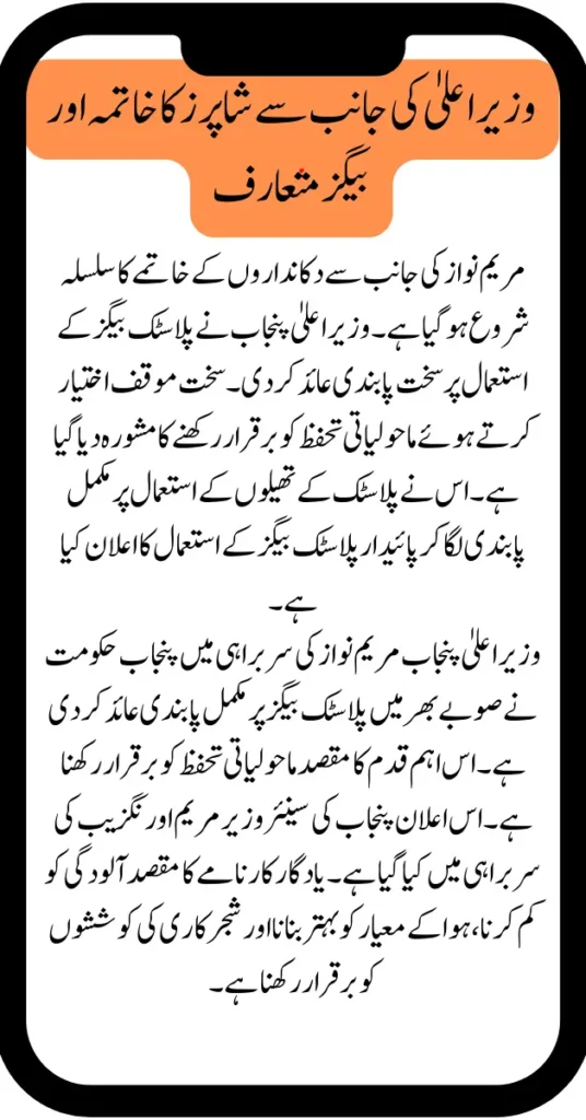 Abolition of Shoppers and Introduction of Bags by the Chief Minister