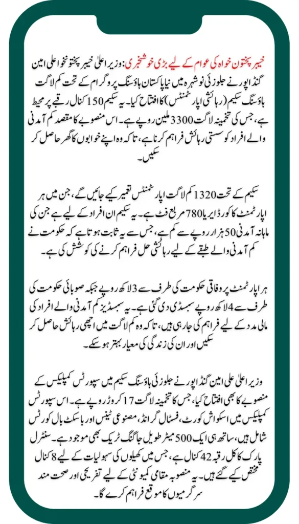 Affordable Housing Scheme in Nowshera: Khyber Pakhtunkhwa Government