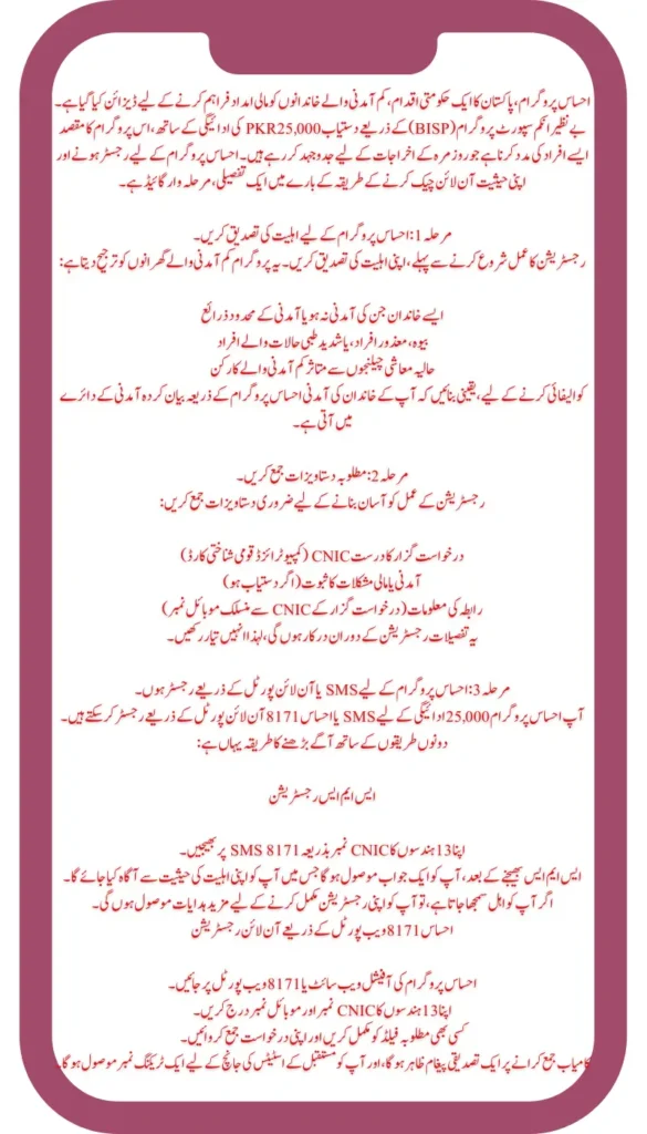 How to Register for Ehsaas Program 25000 BISP: Step-by-Step CNIC Registration & Online Status