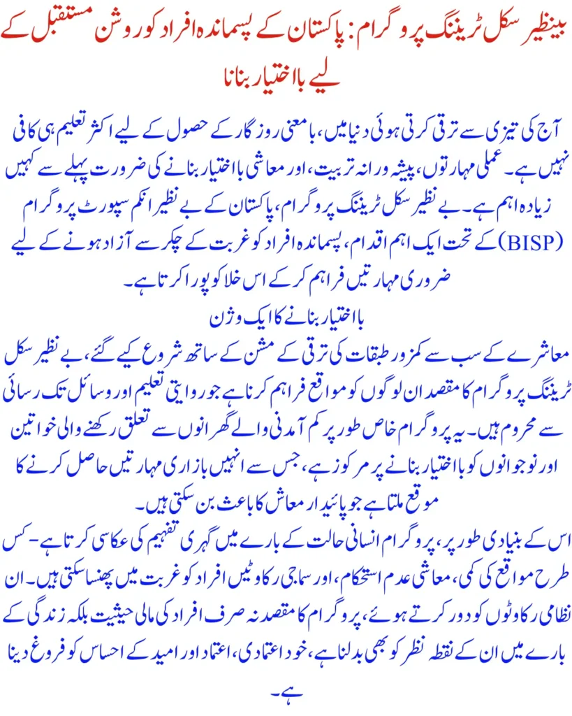 Benazir Skill Training Program: Empowering Pakistan's Underprivileged