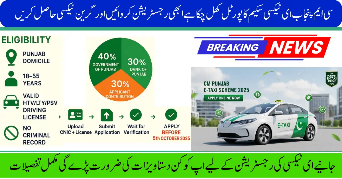 Punjab E-Taxi Scheme 2025: Portal Launch, Qualification Criteria and Application Process