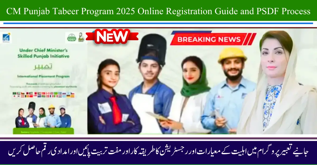 CM Punjab Tabeer Program 2025 Online Registration Guide and PSDF Process