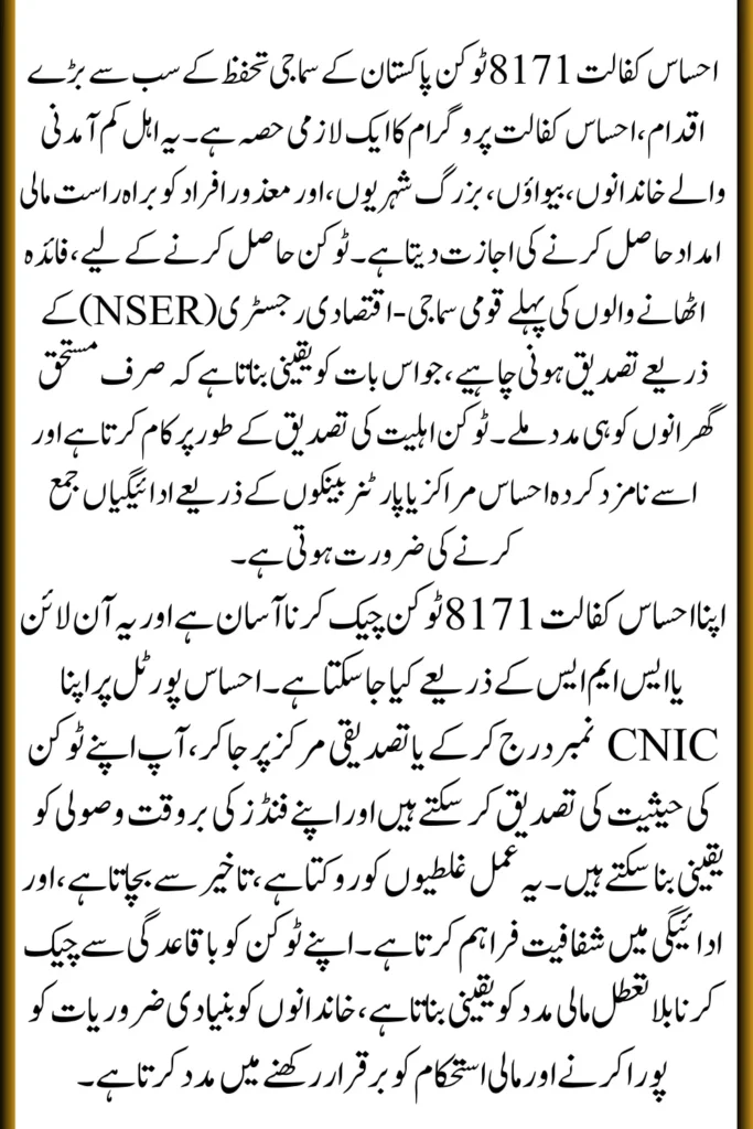 Ehsaas Kafalat 8171 Token Check: How to Verify and Collect Your Payment